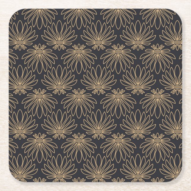 Art Deco pattern with gold floral motifs  Rechteckiger Pappuntersetzer (Vorderseite)