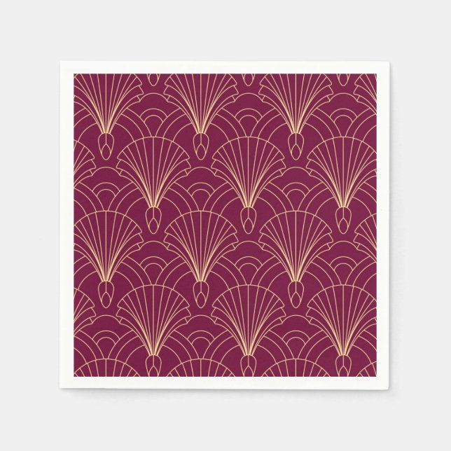 Art Deco pattern with gold geometric fan motifs  Serviette (Vorderseite)