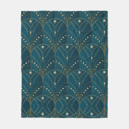 Art Deco pattern with gold geometric shapes Fleecedecke