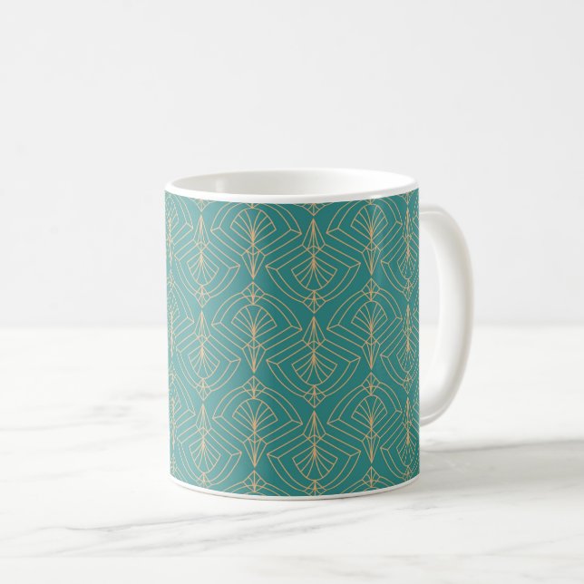Art Deco pattern with gold geometric shapes  Kaffeetasse (VorderseiteRechts)