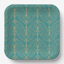Art Deco pattern with gold geometric shapes  Pappteller
