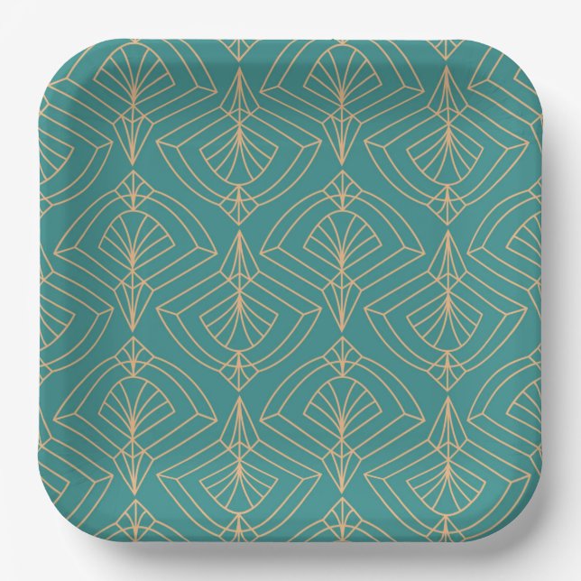 Art Deco pattern with gold geometric shapes  Pappteller (Vorderseite)