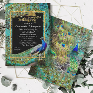 Art Deco Peacock Glam Old Hollywood Geburtstagspar Einladung