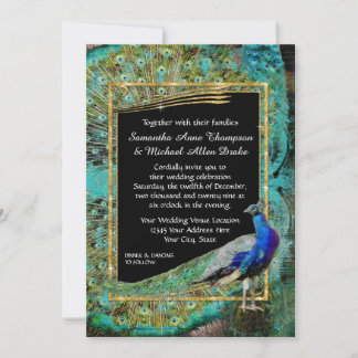Art Deco Peacock Glam Old Hollywood Regency Einladung