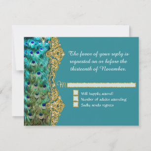 Art Deco Peacock Glam Old Hollywood Wedding RSVP
