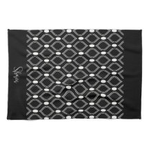 Art Deco Pearls Schwarzweiß Mit Monogramm