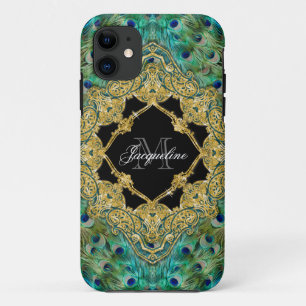 Art Deco Pfau Gold Glitzer Old Hollywood Gatsby Case-Mate iPhone Hülle
