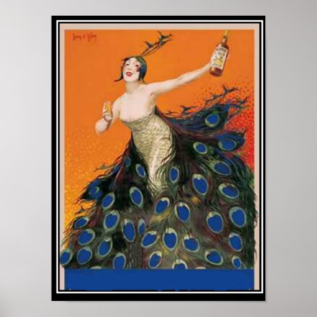 Art Deco Pfau Vintag Poster (Vorne)