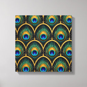 Art Deco Pfauenfeder Geometrische Kunst Leinwanddruck
