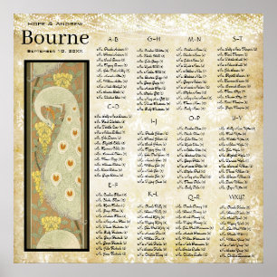 ART DECO Pfauenhochzeitkarte Poster