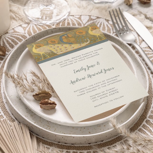 Art Deco Pfauenparade Bird Hochzeit Einladung (Von Creator hochgeladen)