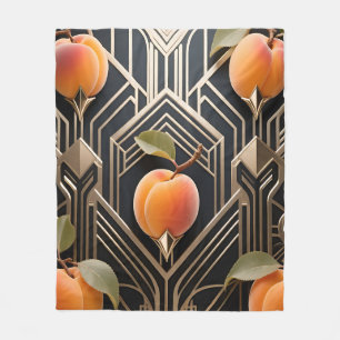Art Deco Pfirsich-Muster Fleecedecke