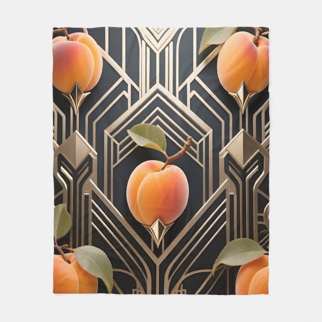Art Deco Pfirsich-Muster Fleecedecke (Vorderseite)