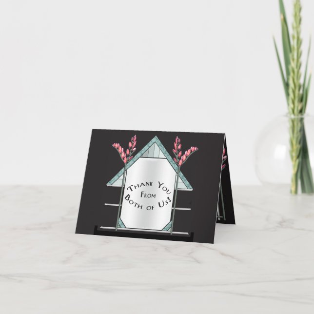 Art Deco Pink Pussy Willow - Personalisiert Dankeskarte (Vorderseite)