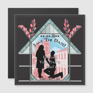 Art Deco Pink Pussy Willow - Personalisiertes Foto Magneteinladung