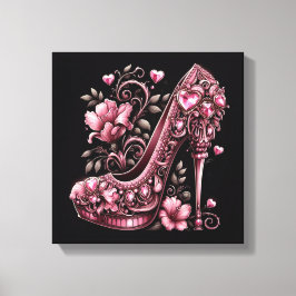 Art Deco Pink Stiletto High Heels Leinwanddruck
