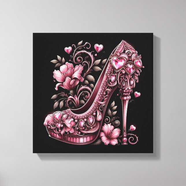 Art Deco Pink Stiletto High Heels Leinwanddruck (Vorderseite)