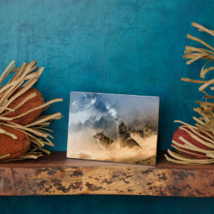 Art Deco Plaque-Wolves Plaque Fotoplatte