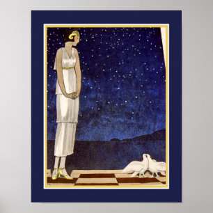 Art-Deco-Pochoir der 1920er Jahre "Two Doves" Poster
