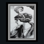 Art-Deco-Portrait eines Flapper ca.1920 - 16x20 Poster<br><div class="desc">Einzigartiges Holzkunstdesign Print "Portrait of a Flapper" ca. 1920</div>