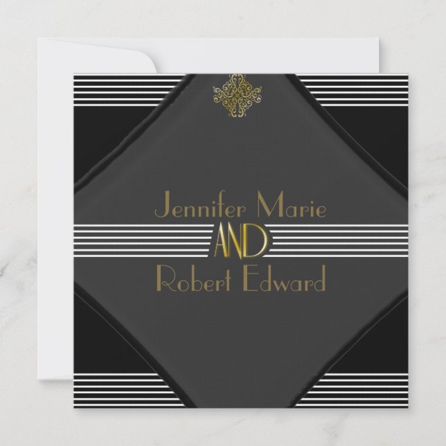 Art Deco Posh Wedding Einladung (Vorderseite)