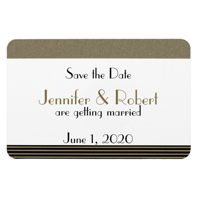 Art Deco Posh Wedding Speichern Sie das Datum Magnet (Horizontal)