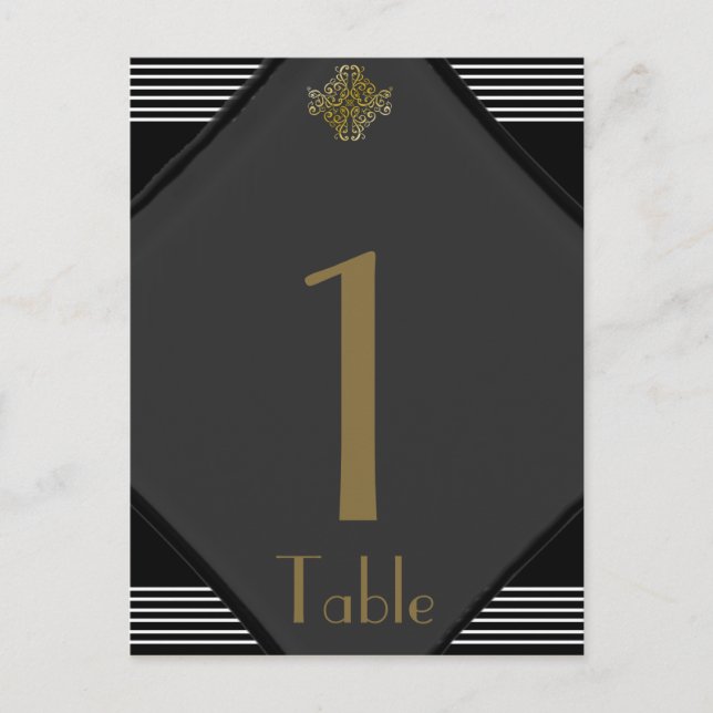Art Deco Posh Wedding Tischnummer (Vorderseite)
