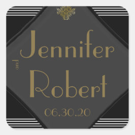 Art Deco Posh Wedding Umschlag Aufkleber