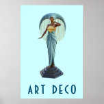 Art Deco Poster<br><div class="desc">Ein klassisches Art Deco Poster aus der Zeit des coolen Designs und Stils. Die Metallstatue ist eine weibliche Figur mit einem großen Kopfteil stehend groß und regal.</div>