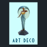 Art Deco Poster<br><div class="desc">Ein klassisches Art Deco Poster aus der Zeit des coolen Designs und Stils. Die Metallstatue ist eine weibliche Figur mit einem großen Kopfteil stehend groß und regal.</div>