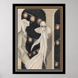 Art Deco Print "At the Dance" by Dodo 12 x 16 Poster