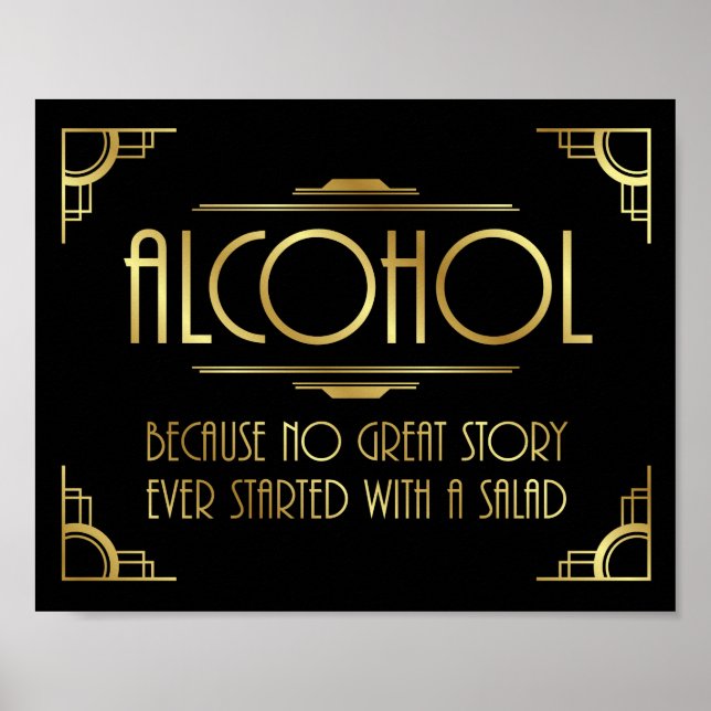 Art Deco Print GATSBY ALCOHOL Angebotsunterschrift Poster (Vorne)