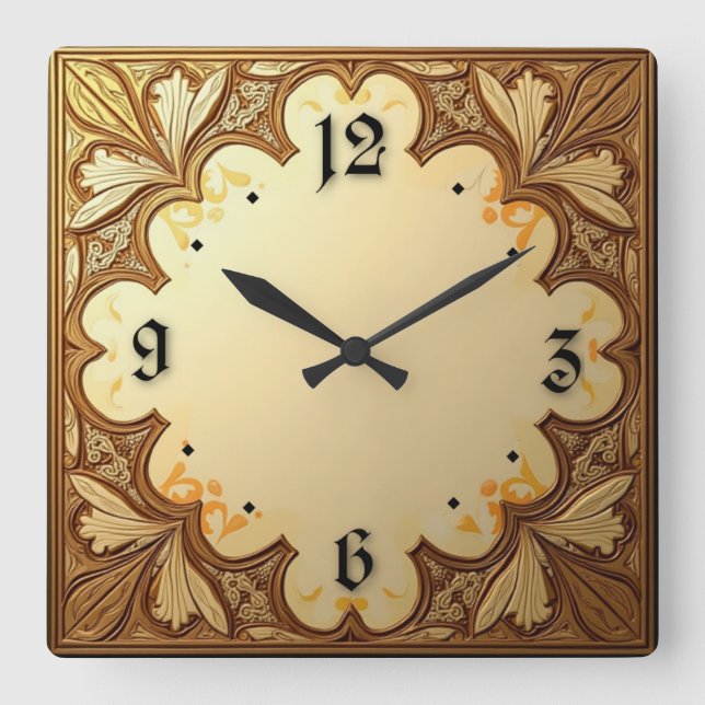 Art Deco Quadratische Wanduhr (Vorderseite)