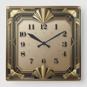 Art Deco Quadratische Wanduhr