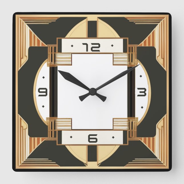 Art Deco Quadratische Wanduhr (Vorderseite)