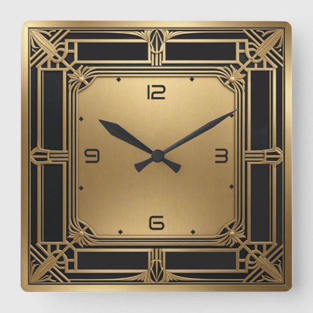 Art Deco Quadratische Wanduhr (Vorderseite)