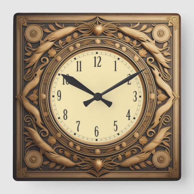 Art Deco Quadratische Wanduhr (Vorderseite)