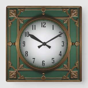 Art Deco Quadratische Wanduhr