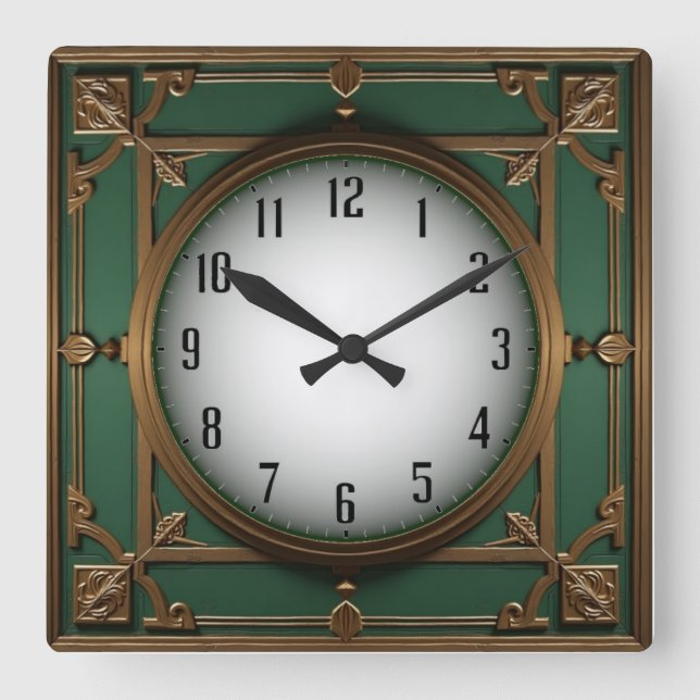 Art Deco Quadratische Wanduhr (Vorderseite)