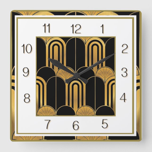 Art Deco Quadratische Wanduhr (Vorderseite)