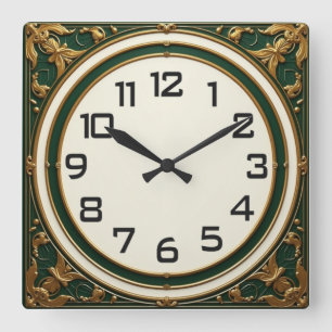 Art Deco Quadratische Wanduhr