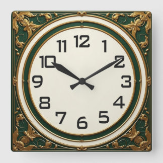 Art Deco Quadratische Wanduhr
