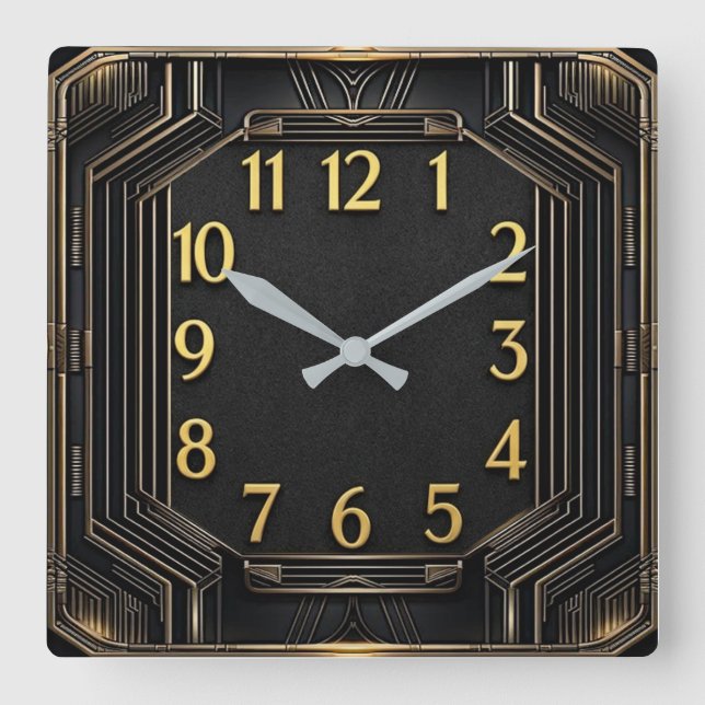 Art Deco Quadratische Wanduhr (Vorderseite)