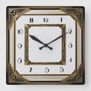 Art Deco Quadratische Wanduhr