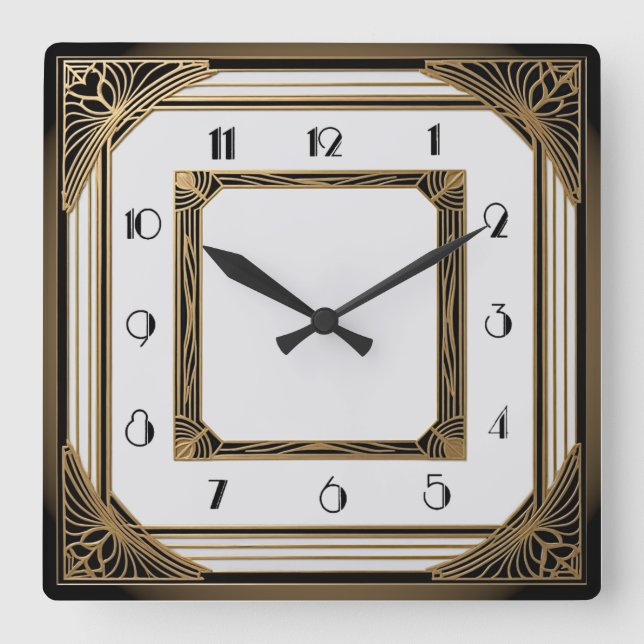Art Deco Quadratische Wanduhr (Vorderseite)
