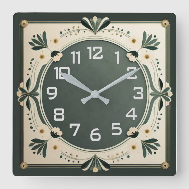 Art Deco Quadratische Wanduhr (Vorderseite)