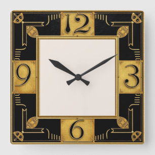 Art Deco Quadratische Wanduhr