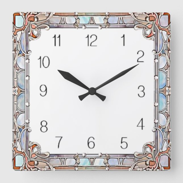 Art Deco Quadratische Wanduhr (Vorderseite)