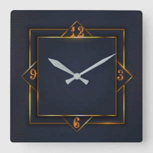 Art Deco Quadratische Wanduhr