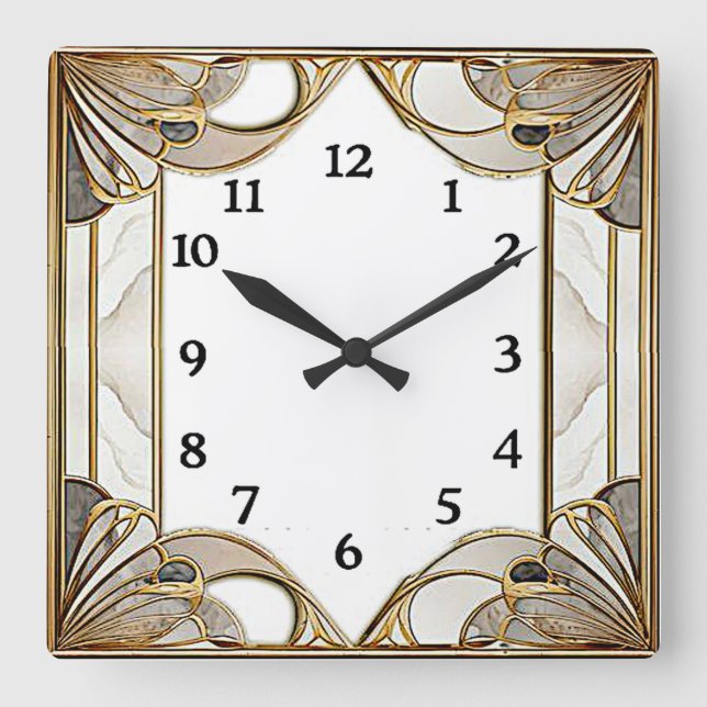 Art Deco Quadratische Wanduhr (Vorderseite)
